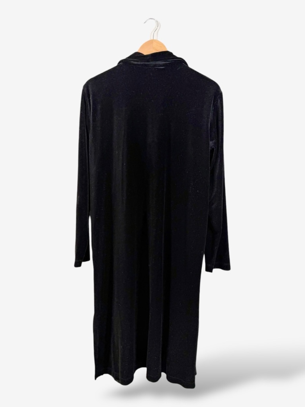 Chico’s Black Velvet Longline Duster Size 3 (US XL) Long Sleeve Jacket Sweater - Picture 8 of 8